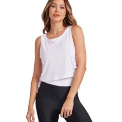 NEW ARRIVALS Onzie Side Tie Tank White Core Rib