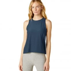 Yoga Tops Beyond Yoga Featherweight Spacedye Rebalance Tank Nocturnal Navy