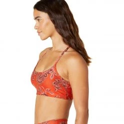 Yoga Sports Bras Beyond Yoga Softmark Slim Racerback Yoga Sports Bra Chai Paprika Paisley