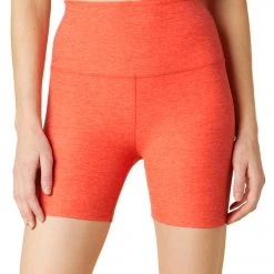 Beyond Yoga Spacedye Keep Pace Biker Shorts Fresh Coral Heather Yoga Shorts