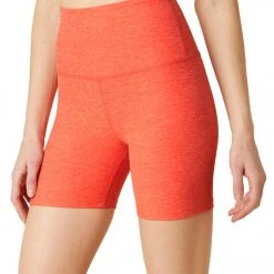 Beyond Yoga Spacedye Keep Pace Biker Shorts Fresh Coral Heather Yoga Shorts