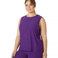 Beyond Yoga Plus Featherweight Spacedye Balanced Muscle Yoga Tank Purple Dahlia Heather CLOTHING