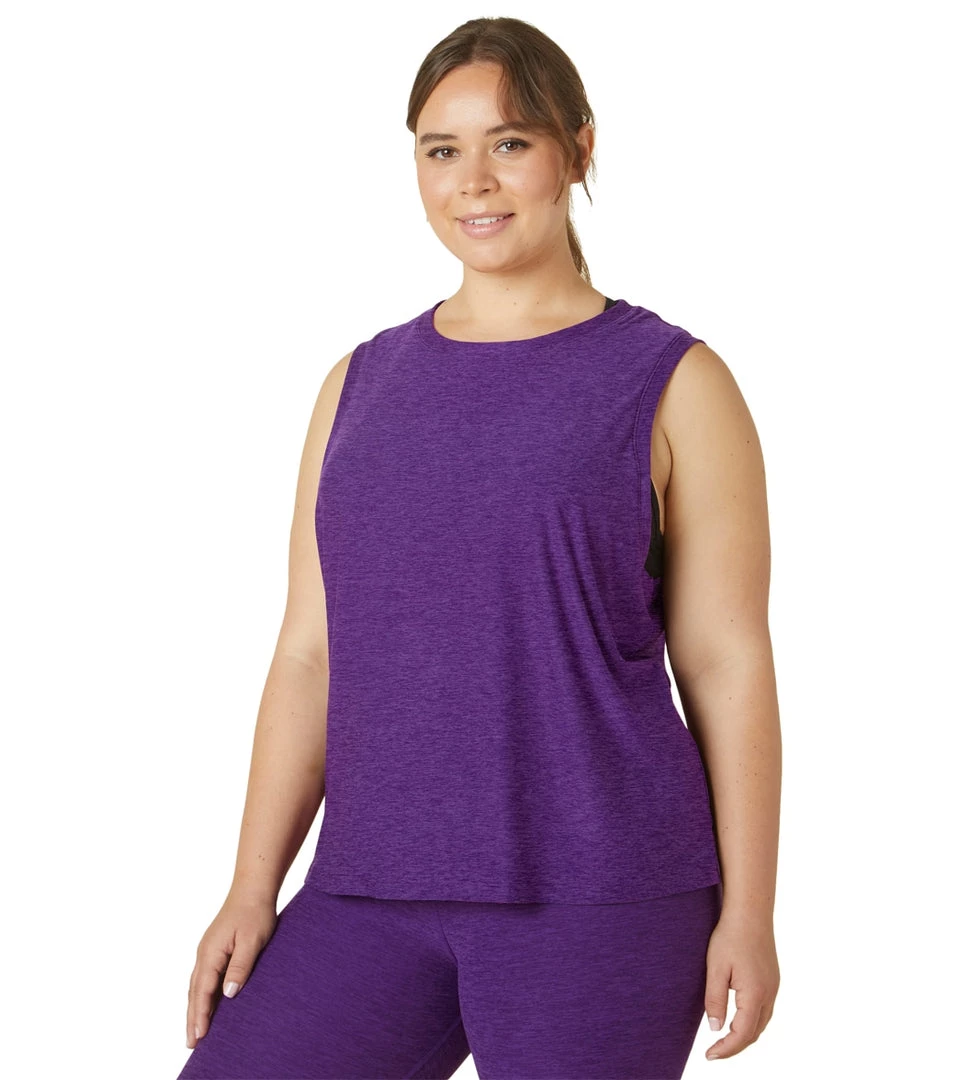 Beyond Yoga Plus Featherweight Spacedye Balanced Muscle Yoga Tank Purple Dahlia Heather CLOTHING 4 Beyond Yoga Plus Featherweight Spacedye Balanced Muscle Yoga Tank Purple Dahlia Heather CLOTHING