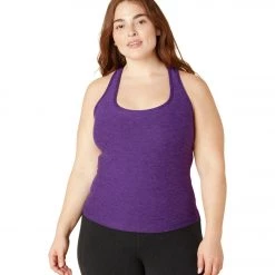 Beyond Yoga Plus Size Spacedye Step Up Racerback Tank Purple Dahlia Heather