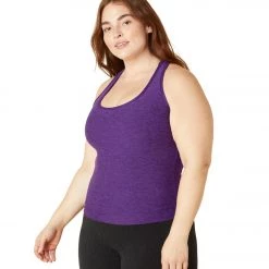 Beyond Yoga Plus Size Spacedye Step Up Racerback Tank Purple Dahlia Heather