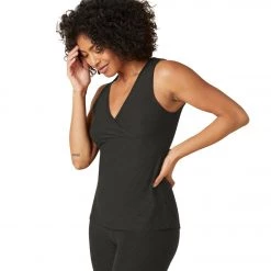 Beyond Yoga Featherweight Easy Access Nursing Crossover Tank Darkest Night Yoga Tops