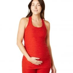 Yoga Tops Beyond Yoga Spacedye Bases Covered Maternity Racerback Tank Red Hot-Siren