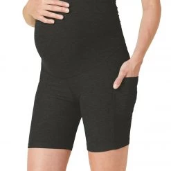 Beyond Yoga Spacedye Pockets Forever Maternity Biker Shorts Darkest Night Yoga Shorts