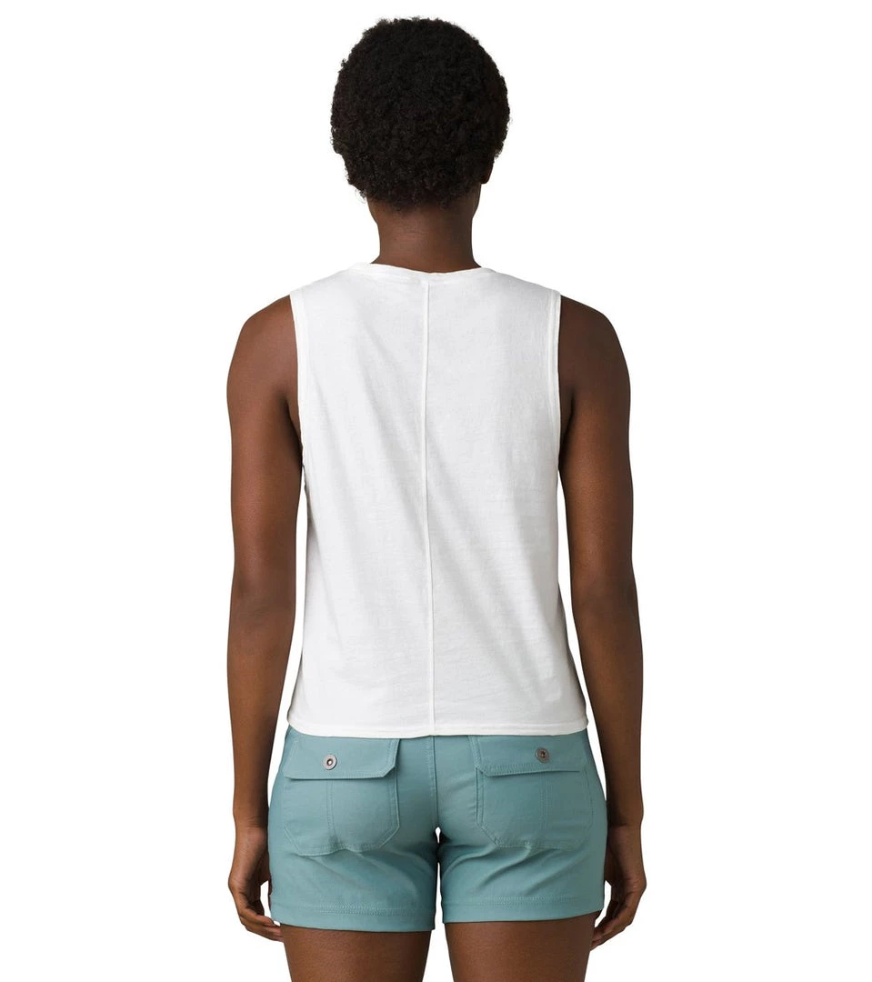 PrAna Organic Graphic Sleeveless White Beach Flower 4 PrAna Organic Graphic Sleeveless White Beach Flower