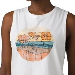 PrAna Organic Graphic Sleeveless White Beach Flower 9 PrAna Organic Graphic Sleeveless White Beach Flower