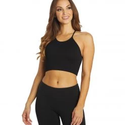 Free People Cropped Run Yoga Tank Black