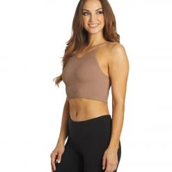 NEW ARRIVALS Free People Cropped Run Yoga Tank Vintage Khaki