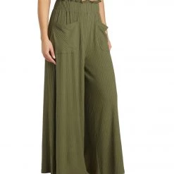Free People Blissed Out Wide Leg Pants Cargo Khaki