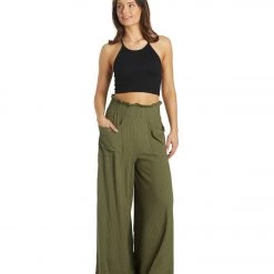 Free People Blissed Out Wide Leg Pants Cargo Khaki