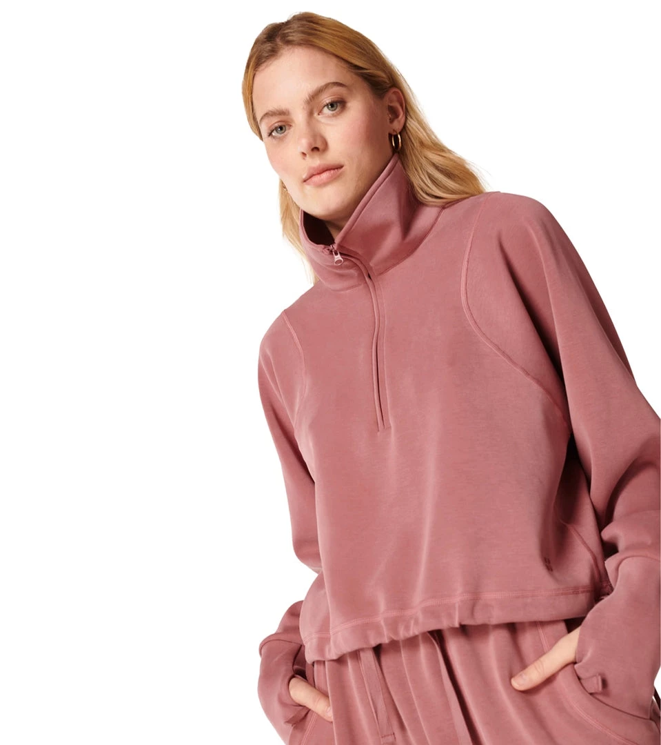Sweaty Betty Sand Wash Half Zip Sweatshirt Cedar Pink 4 Sweaty Betty Sand Wash Half Zip Sweatshirt Cedar Pink