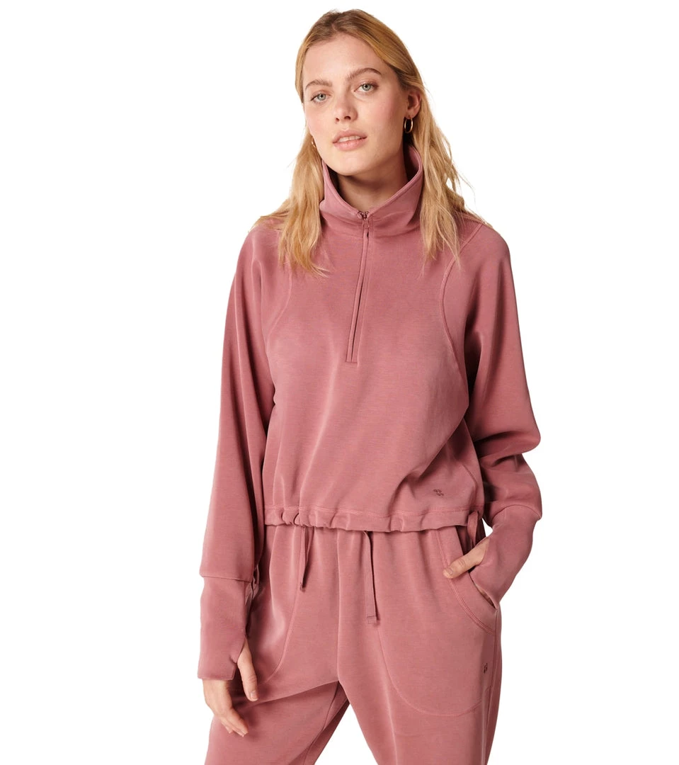 Sweaty Betty Sand Wash Half Zip Sweatshirt Cedar Pink 16 Sweaty Betty Sand Wash Half Zip Sweatshirt Cedar Pink