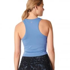 NEW ARRIVALS Sweaty Betty Athlete Crop Seamless Workout Tank Top Regatta Blue