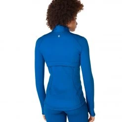 NEW ARRIVALS Sweaty Betty Power Boost Workout Zip Up Oxford Blue