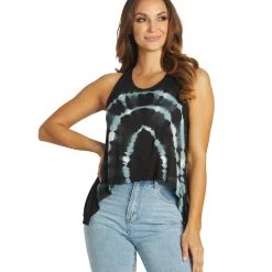 Yak & Yeti Boho Yoga Tie Dye Tank Top Black