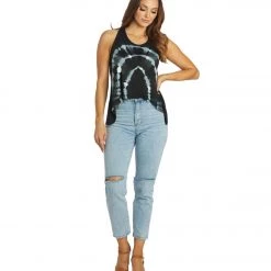 Yak & Yeti Boho Yoga Tie Dye Tank Top Black