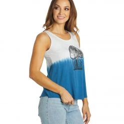 NEW ARRIVALS Yak & Yeti Mushroom Ombre Tie Dye Tank Top Blue