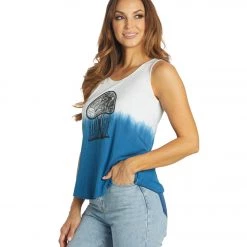 NEW ARRIVALS Yak & Yeti Mushroom Ombre Tie Dye Tank Top Blue