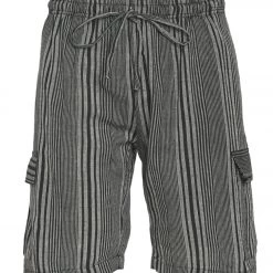 NEW ARRIVALS Yak & Yeti Men's Striped Shorts With Pockets Black