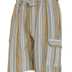 Yak & Yeti Men's Striped Shorts With Pockets Natural