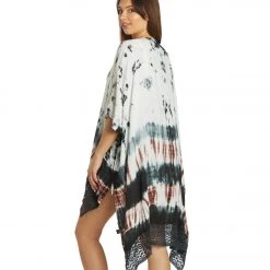 NEW ARRIVALS Yak & Yeti Fringed Gyspy Tie Dye Kimono Wrap Black