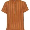 NEW ARRIVALS Yak & Yeti Men's Striped Short Sleeve Kurta Mustard