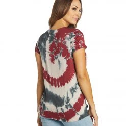 NEW ARRIVALS Yak & Yeti Spiral Tie Dye Loose Fit Tee Wine