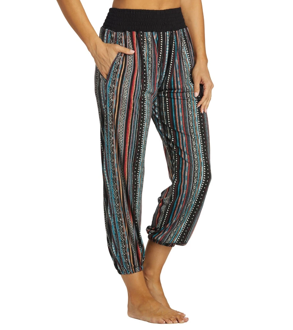 Yak & Yeti Striped Bohemian Harem Pants Maroon Multi 4 Yak & Yeti Striped Bohemian Harem Pants Maroon Multi
