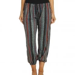 Yak & Yeti Striped Bohemian Harem Pants Maroon Multi 15 Yak & Yeti Striped Bohemian Harem Pants Maroon Multi