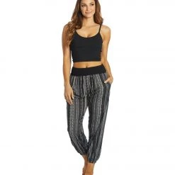 Yak & Yeti Striped Bohemian Harem Pants Grey