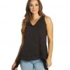 Yak & Yeti Top Patchwork Vintage Washed Tank Black