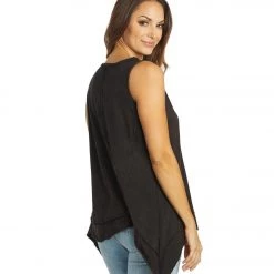 Yak & Yeti Top Patchwork Vintage Washed Tank Black