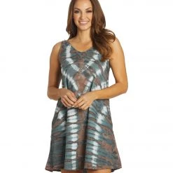 Yak & Yeti Tie Dye Boho Dress Grey