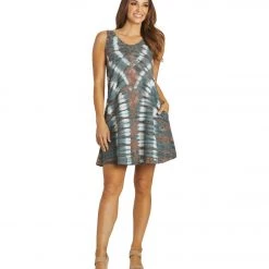 Yak & Yeti Tie Dye Boho Dress Grey