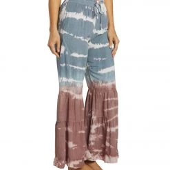 Yak & Yeti Boho Tiered Palazzo Tie Dye Pants Pink
