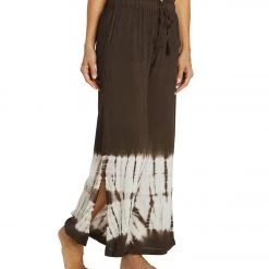 NEW ARRIVALS Yak & Yeti Bohemian Tie Dye Split Pants Brown