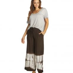 NEW ARRIVALS Yak & Yeti Bohemian Tie Dye Split Pants Brown