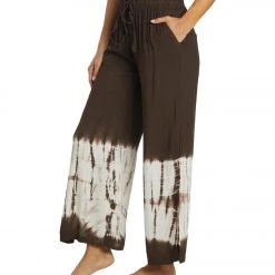 NEW ARRIVALS Yak & Yeti Bohemian Tie Dye Split Pants Brown