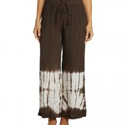 NEW ARRIVALS Yak & Yeti Bohemian Tie Dye Split Pants Brown