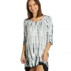 Yak & Yeti Boho Style Ruffled Tie Dye Tunic