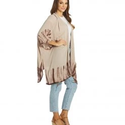 NEW ARRIVALS Yak & Yeti Boho Ombre Tie Dye Kimono Wrap Chocolate/Mocha