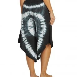 NEW ARRIVALS Yak & Yeti Tie Dye Cropped Bohemian Style Pants Black