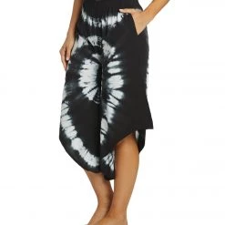 NEW ARRIVALS Yak & Yeti Tie Dye Cropped Bohemian Style Pants Black