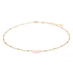 NEW ARRIVALS Lotus And Luna Love Rose Quartz Stone Of The Earth Necklace Gold/Pink