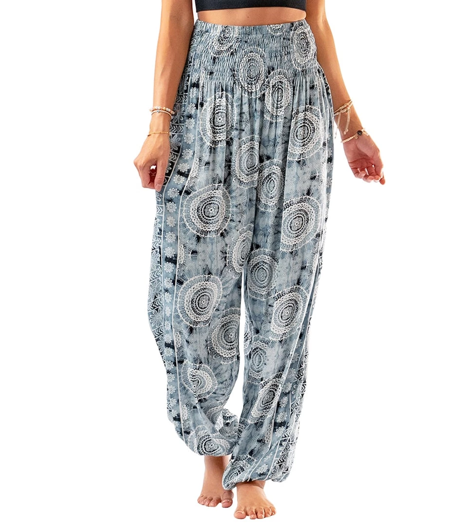 Lotus And Luna Watercolor Mandala Harem Pants Gray 3 Lotus And Luna Watercolor Mandala Harem Pants Gray