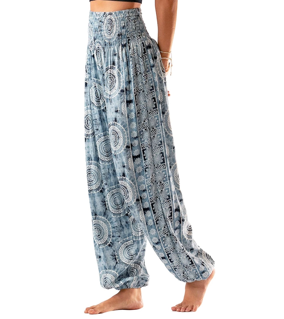 Lotus And Luna Watercolor Mandala Harem Pants Gray 4 Lotus And Luna Watercolor Mandala Harem Pants Gray